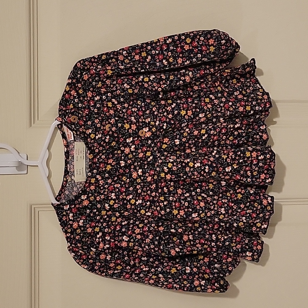Zara Baby Girl Floral Puff Sleeve Blouse, 9/12M